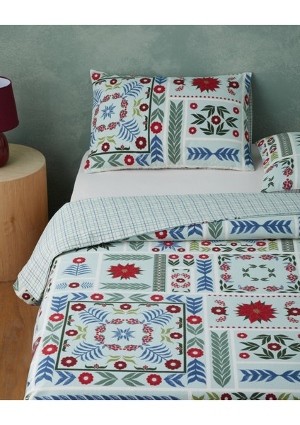 Winter Patch Flanel Tek Kişilik Nevresim Takımı 160X220 cm Açık Yeşil fiyatları