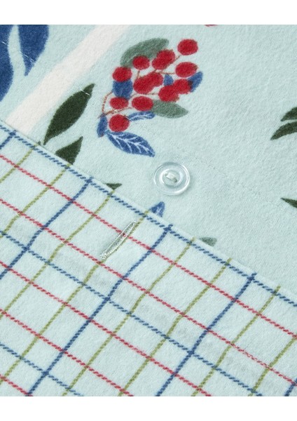 Winter Patch Flanel Tek Kişilik Nevresim Takımı 160X220 cm Açık Yeşil