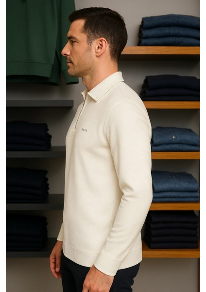 Merserize Kumaş Gömlek Yakalı Fermuarlı Tişört modelleri