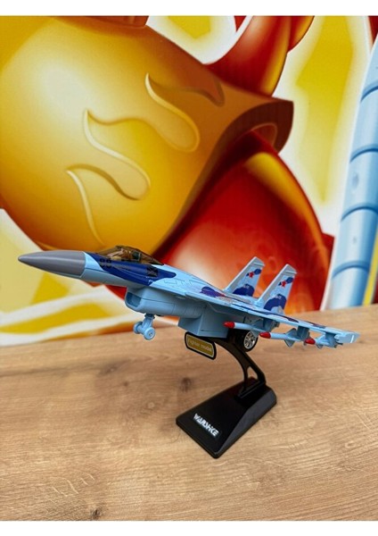 F16 Savaş Uçağı Metal Sesli Işıklı Jarjlı (Buhar Atar) Standlı F16 Uçak Mavi indirimleri