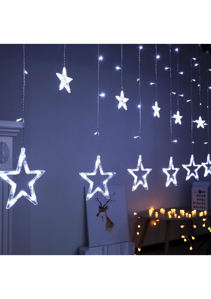 Iki Adet Asnorm 12'li Yıldız LED Zincir Beyaz Işık