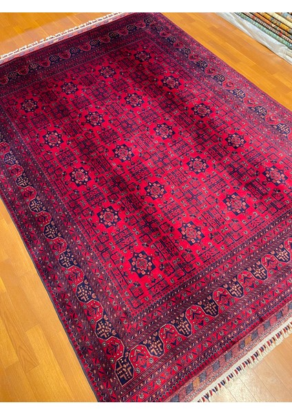 El Dokuma Afgan Halı Yıldız Desenli Ince Dokuma Bordo Renk 4 Metre Kare fırsatları