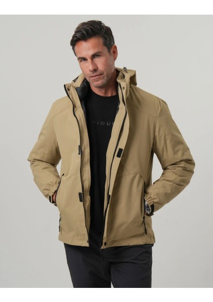 Erkek Su Itici Yağmurluk, Şişme Mont, Kalın Kaban Üçlü Set Üst Kalite Mont