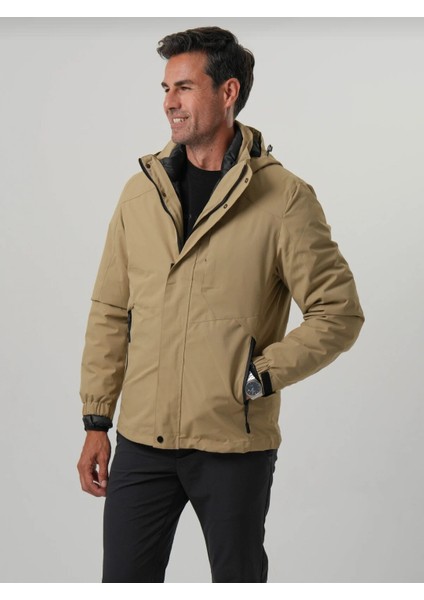 Erkek Su Itici Yağmurluk, Şişme Mont, Kalın Kaban Üçlü Set Üst Kalite Mont