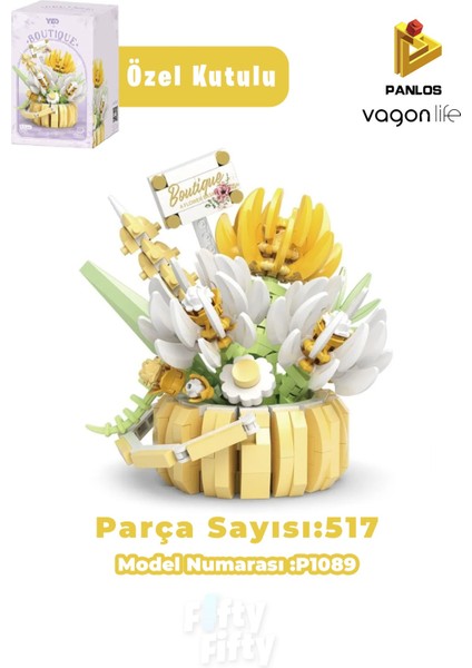 Panlos Boutıque Serisi Mini Çiçek Buketi 517 Parça Oyuncak Yapım Seti -FFP1089