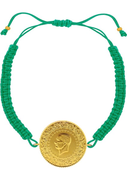 22 Ayar Yeni Tam Altın Yeşil Renkli Ipli Bileklik fiyatları