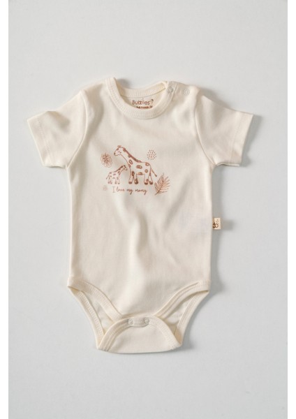 %100 Organik Pamuk Sevimli Zürafa 2'li Bebek Body Set modelleri