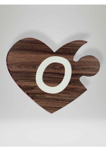 O Harfi (Sol Parça) – Ahşap Puzzle Kalp Harf Magnet – Buzdolabı Süsü – Ikili Uyumlu (KOD:1023)