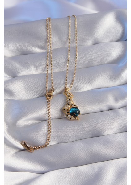 316L Çelik Zincir Gold Renk Zirkon Taşlı Panter Figürlü Gezegen Kolye fiyatları