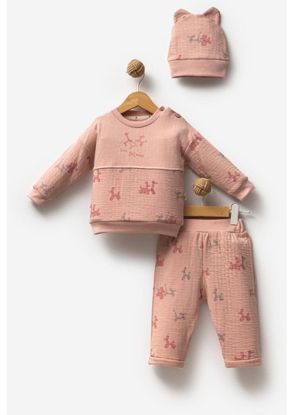 %100 Pamuk Bırth Part Fiyonk Kız Bebek 2'li Takım