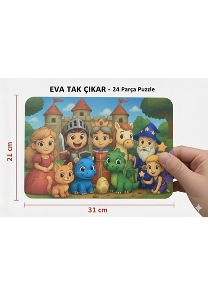 24 Parça Tak Çıkar Eva Yapboz, Masal Kahramanları fırsatları