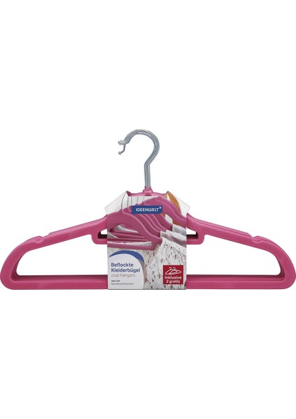 Ideenwelt Dolgulu Giysi Askısı Pembe 10'lu Set