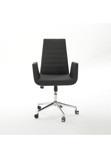 Krom Metal Lüx Yıldız Ayaklı Deri Döşeme | Ofis Koltuğu, Bekleme Koltuğu, Misafir Koltuğu (Ayarlanabilir) Maria