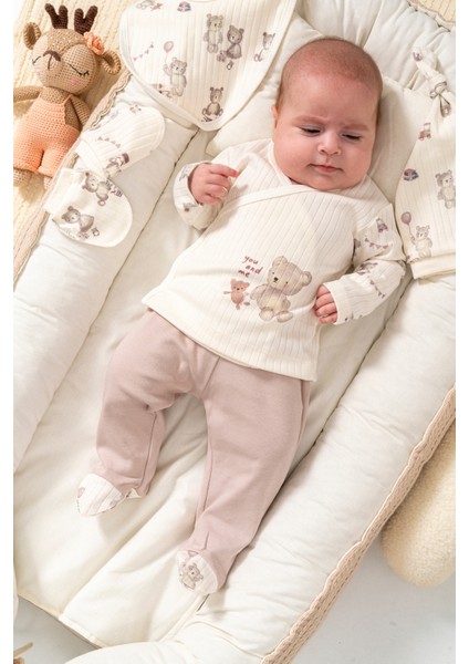 %100 Organik Pamuk You And Me Ayıcık 5 Parça Hastane Çıkış Seti