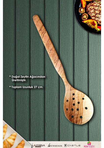 Zeytin Ağacı Ahşap Tahta Kaşık Çatal Kevgir Seti ( Zeytin Ağacı ) Ağaç Kaşık 3 Lü Set fiyatları