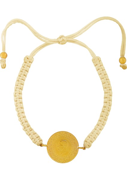 22 Ayar Yeni Yarım Altın Krem Renkli Ipli Bileklik fiyatları