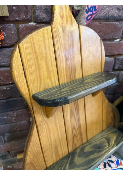 Dekoratif Gitar Şeklinde Duvar Rafı, Çam Ağacı fiyatları