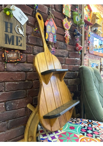 Dekoratif Gitar Şeklinde Duvar Rafı, Çam Ağacı modelleri