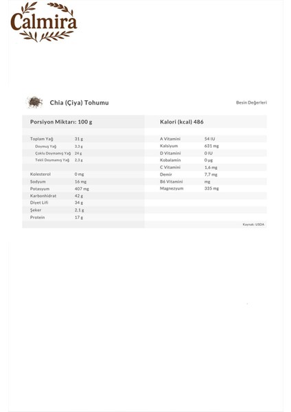 Chia Tohumu Tozu - ( Taze Öğütülmüş) - ( Çiya Tohumu Unu) Chia Seeds 50 gr indirimleri