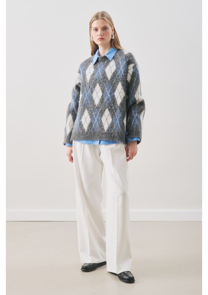 Baklava Desenli Triko Kazak Antrasit modelleri