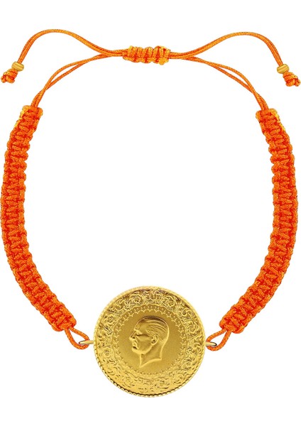 22 Ayar Yeni Tam Altın Turuncu Renkli Ipli Bileklik fiyatları