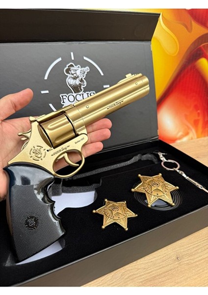 Gold Metal Kovboy Şerif 25CM Mantar Kapsül Atan Tabanca Kemer+Anahtarlık+Şerif Rozeti+Full Set fiyatları