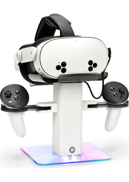 Vr Stand Şarj Dock – Quest 3s / Quest 3 / Quest 2 Uyumlu Rgb Işıklı Vr Başlık Aparatı & Stabil Tutucu Stand