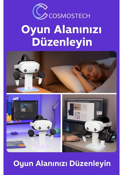 Vr Stand Şarj Dock – Quest 3s / Quest 3 / Quest 2 Uyumlu Rgb Işıklı Vr Başlık Aparatı & Stabil Tutucu Stand fırsatları