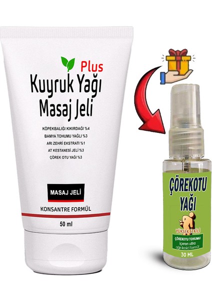 Kuyruk Yağı Masaj Jeli Plus: 1 Tane 50 ml Konsantre Formül + Çörek Otu Yağı