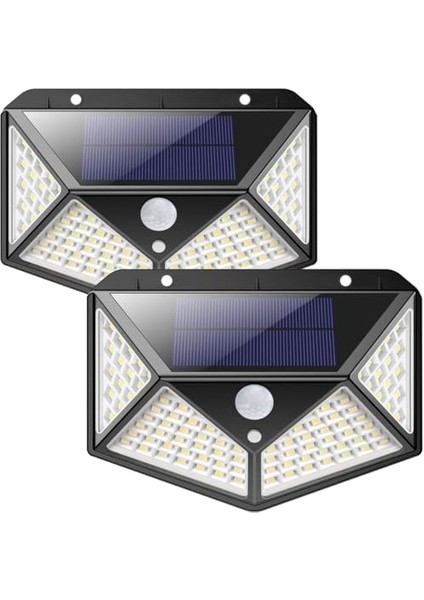2 Adet Solar Bahçe Aydınlatması - 100 LED Süper Parlak | Güneş Enerjili, 3 Modlu, IP65 Su Geçirmez, Hareket Sensörlü, 270° Geniş Açı, 2200 Mah Batarya modelleri