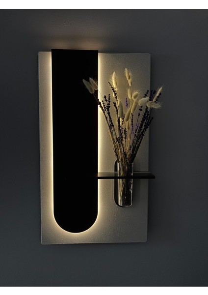 Okaliptus Ahşap Pilli Ledli Iskandinav Tarzı Salon Duvar Rafı Modern Çiçeklik 40 x 75 cm modelleri