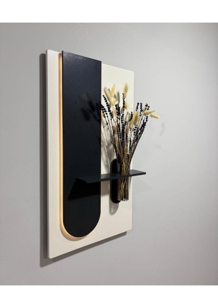 Okaliptus Ahşap Pilli Ledli Iskandinav Tarzı Salon Duvar Rafı Modern Çiçeklik 40 x 75 cm fırsatları