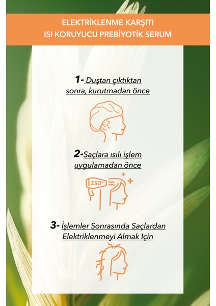 Elektriklenme Karşıtı Isı Koruyucu Prebiyotik Serum - Asi ve Kabarık Saçlar/lissage - Vegan indirimleri