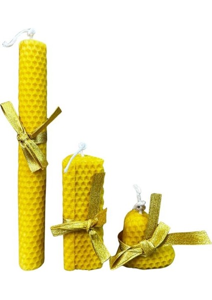 4324 El Yapımı 3'lü Set Doğal Balmumu - 20 cm / 9 cm / 5 cm indirimleri