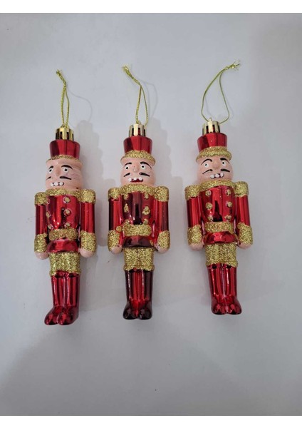 Yılbaşı Süsü Kurşun Asker Seti, Kırmızı, 3'lü, Şık ve Eğlenceli Dekorasyon Takımı modelleri