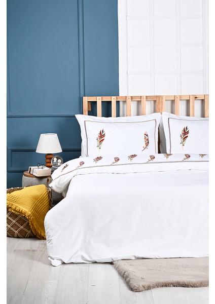 Yaprak Nakışlı %100 Pamuk Nevresim Takımı indirimleri