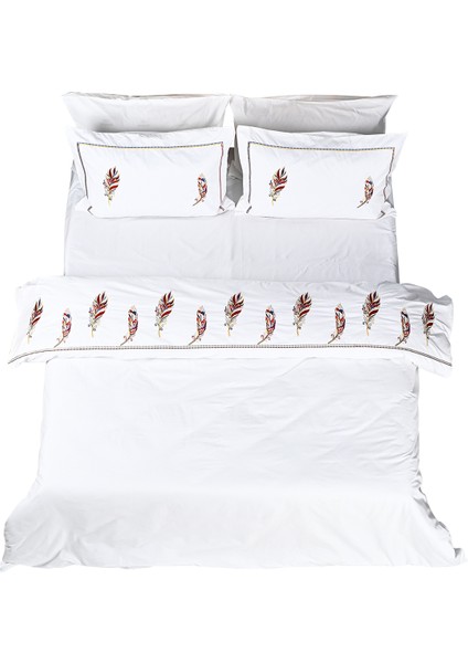 Yaprak Nakışlı %100 Pamuk Nevresim Takımı