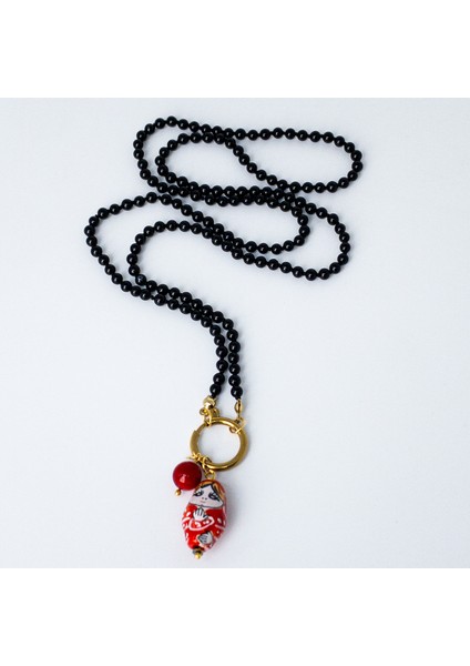 Nara – Oniks & Mercan Kolye