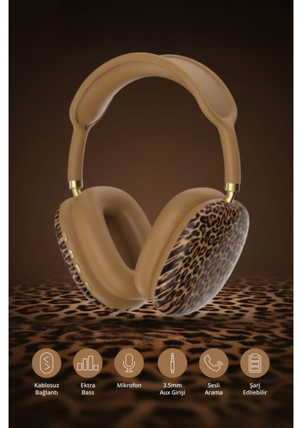 2219 Kablosuz Bluetooth Kulak Üstü Kulaklık / Ayarlanabilir Kafa Bandı / Mikrofon / 3.5mm Aux