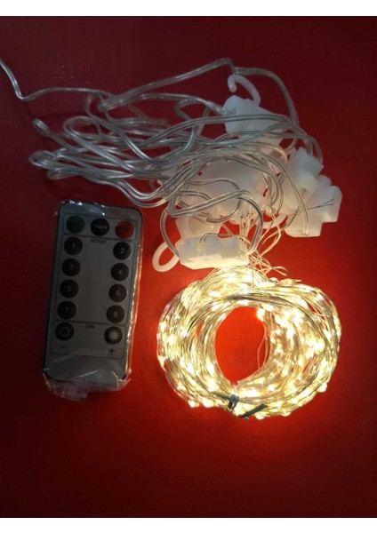 Sarı LED Telli Perde, Şık ve Parlak Aydınlatma, 3 Metre Uzunluk, Enerji Tasarruflu