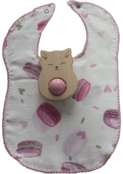 Yenidoğan Kız Bebek Isimli Emzik Askısı ve Müslin Önlük Hediye Seti fiyatları