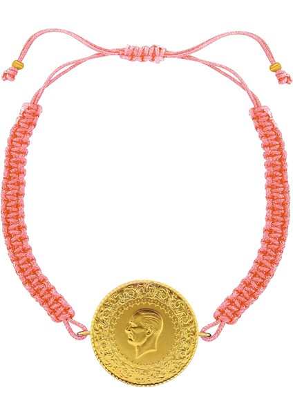22 Ayar Yeni Tam Altın Açık Pembe Renkli Ipli Bileklik fiyatları