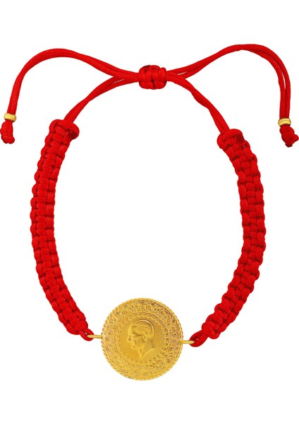 22 Ayar Yeni Yarım Altın Kırmızı Renkli Ipli Bileklik fiyatları