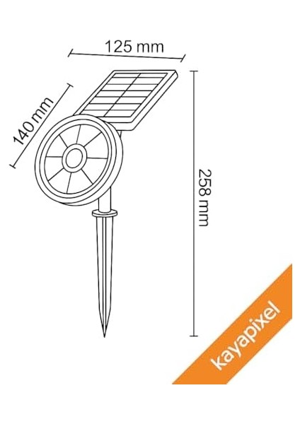 18W Güneş Enerjili Bahçe Armatürü - 9 LED 3200K Günışığı, IP65 Su Geçirmez Solar Spot Lamba, 200 Lümen, Kazıklı Veya Duvara Montaj, Açılı Aydınlatma