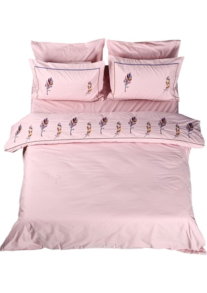 Yaprak Nakışlı %100 Pamuk Nevresim Takımı