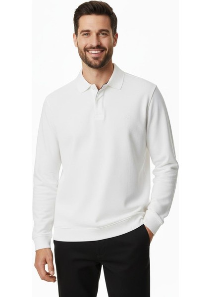 Jprccrodney Ls Polo Yaka Beyaz Erkek Sweat Shirt 12259645