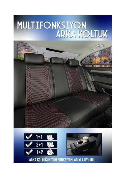 Aldysm Chery Tiggo Lüx Full Deri Oto Koltuk Kılıfı Ön Arka Takım (Exclusive) Siyah Kırmızı modelleri