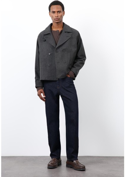 Antrasit Kruvaze Kapama Kısa Erkek Kaban fiyatları