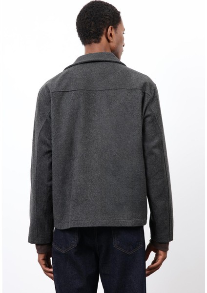 Antrasit Kruvaze Kapama Kısa Erkek Kaban