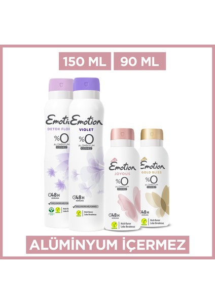 Kadın Deodorant Seti – Violet,detox Floral 2X150 ml , Gold Bliss-Joyous 2X90 ml